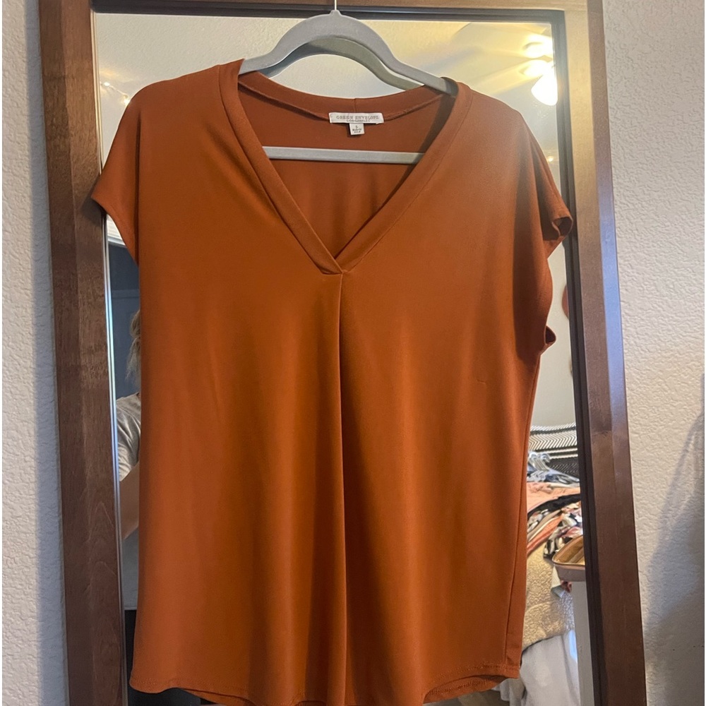 Green Envelope Burnt Orange Blouse